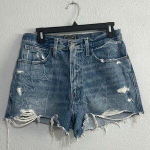 Abercrombie & Fitch Blue Jean Shorts Distressed High-Waisted